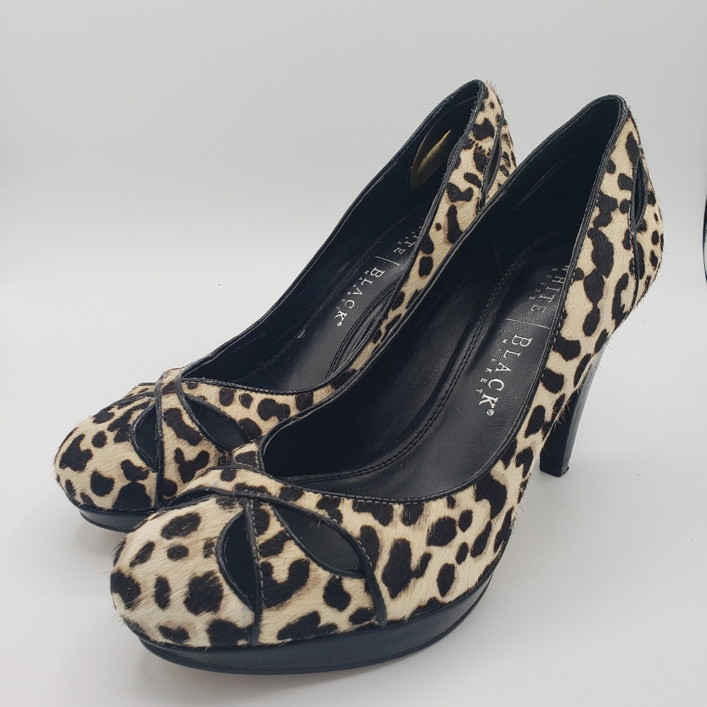 WHBM Calf Hair Leopard Print Heels Pumps 8M